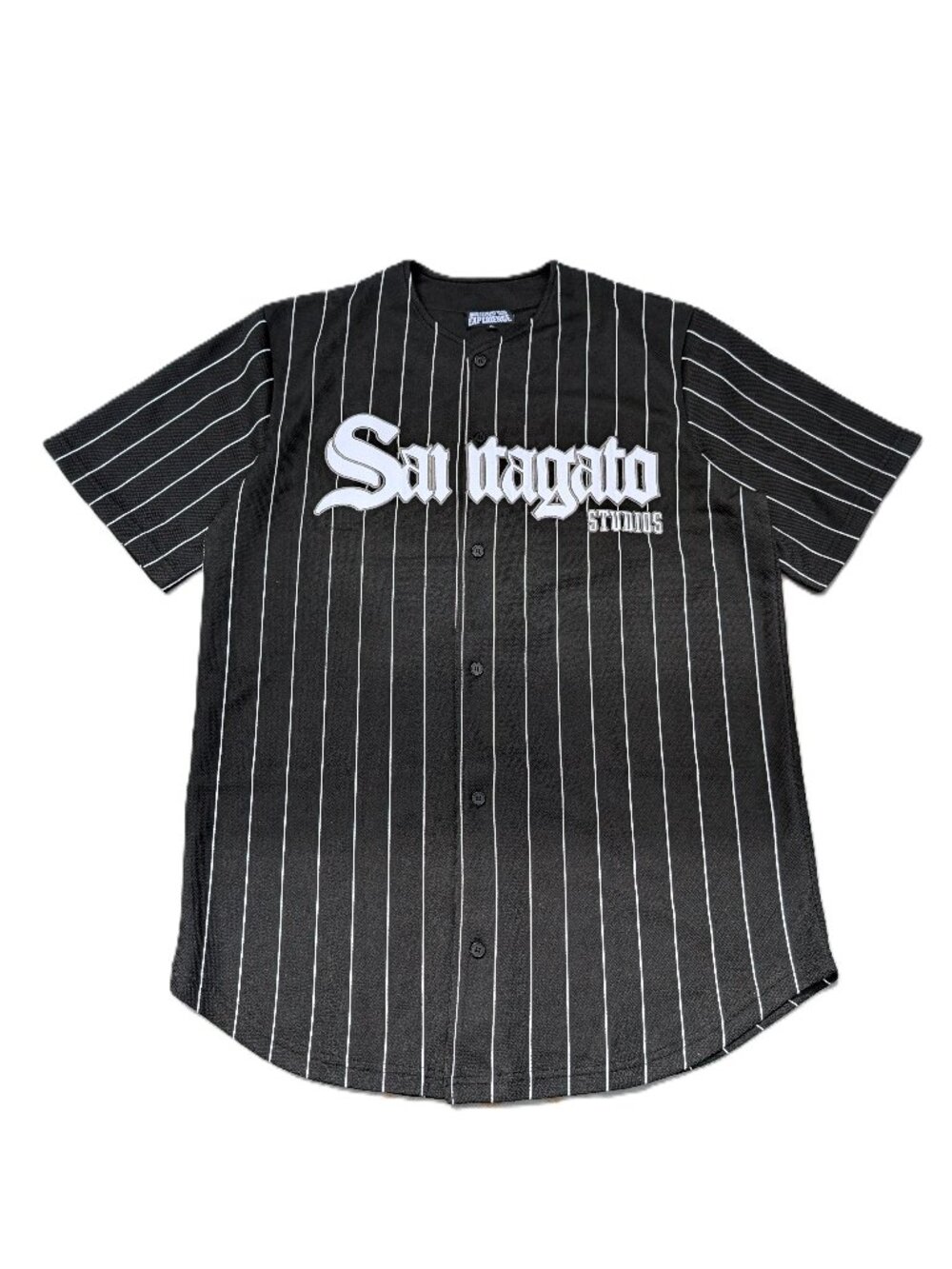 The Basement Yard Santagato Studios Baseball Jersey Mens XL Pinstripe Merch